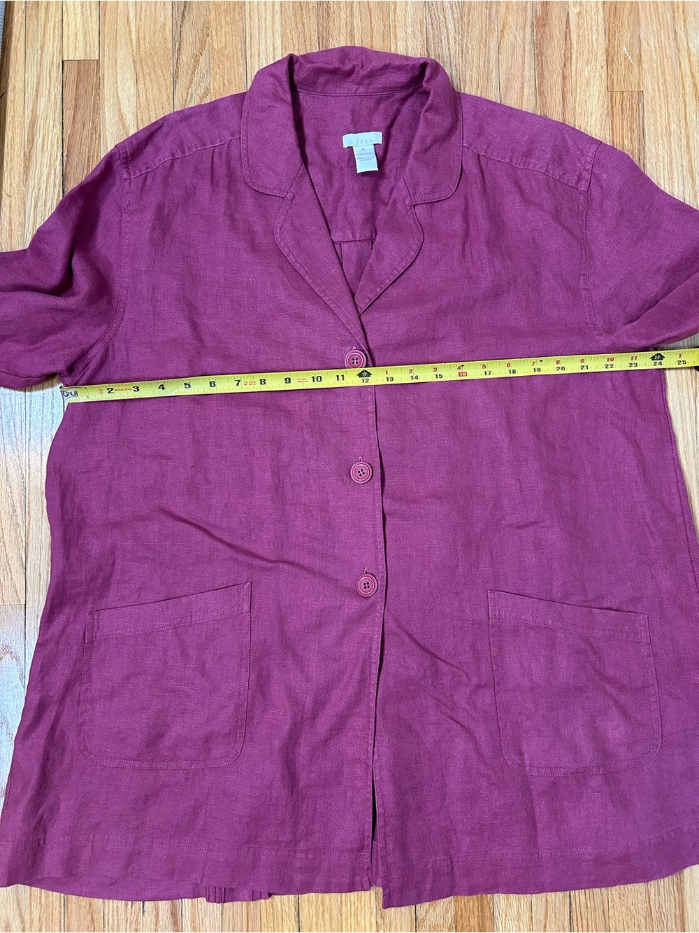 J. Jill Vintage Linen Button-Front Lounge Jacket Raspberry - Picture 8 of 9